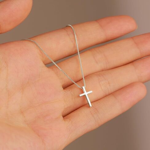 925 Sterling Silver Cross Necklace for Women, Tiny Religious Cross Stuffers Baptism Religious Faith Chain Pendant Necklace for Men 14K Gold Plated Cross Choker Necklace Birthday Easter Jewelry Gift in Saudi Arabia