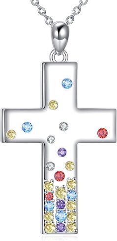 Diamond Cross Necklace for Women Sterling Silver Faith Cross Pendant Necklace Religious Jewelry Birthday Mother's Day Gift for Mom, Wife in Saudi Arabia