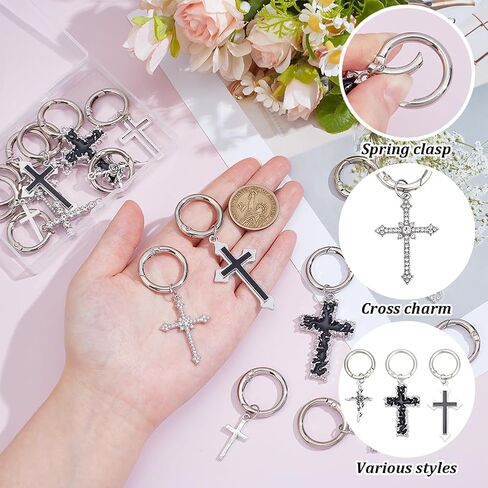 WEBEEDY 16 Pcs 8 Styles Silver Cross Boot Charms Gothic Boot Heel Pendants Cross Rose Rhinestone Shoe Charm with Clasp for Daily Outfits Goth Cosplay Party Christmas Decoration Gift in Saudi Arabia
