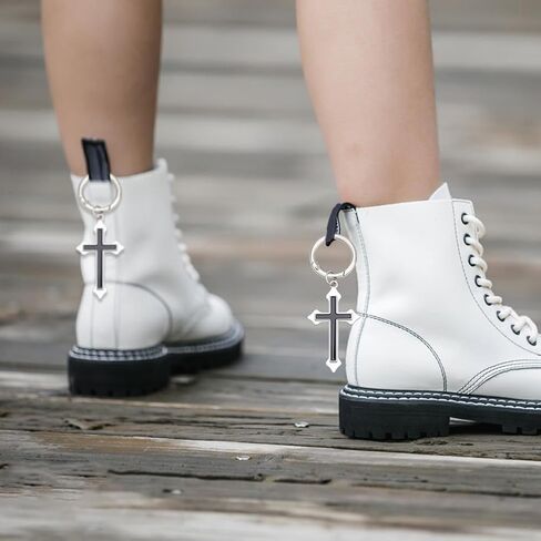 WEBEEDY 16 Pcs 8 Styles Silver Cross Boot Charms Gothic Boot Heel Pendants Cross Rose Rhinestone Shoe Charm with Clasp for Daily Outfits Goth Cosplay Party Christmas Decoration Gift in Saudi Arabia