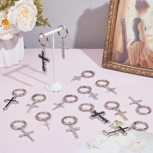 WEBEEDY 16 Pcs 8 Styles Silver Cross Boot Charms Gothic Boot Heel Pendants Cross Rose Rhinestone Shoe Charm with Clasp for Daily Outfits Goth Cosplay Party Christmas Decoration Gift in Saudi Arabia