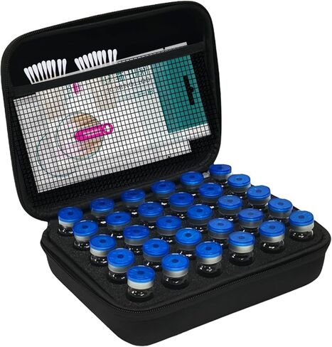 Peptide Case for Fridge, Insulin Cooler Travel Case, Vial Holder, Fits Standard 10ml U-100 Vials, 9-Slot Design with Inner Mesh Pocket for Extra Storage (60 Slots) in Saudi Arabia