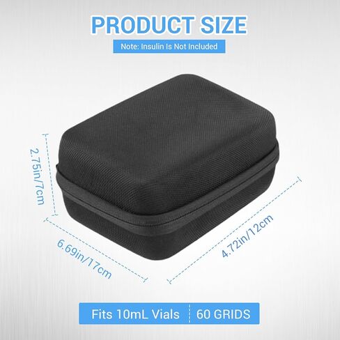 Peptide Case for Fridge, Insulin Cooler Travel Case, Vial Holder, Fits Standard 10ml U-100 Vials, 9-Slot Design with Inner Mesh Pocket for Extra Storage (60 Slots) in Saudi Arabia