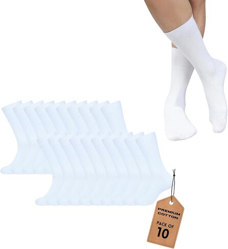 Dress Socks for Men Pack of 4/8/10 Cotton Blend Cushioned Dress Socks Soft Solid Mid-Calf Running Socks in Saudi Arabia