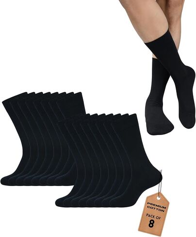 Dress Socks for Men Pack of 4/8/10 Cotton Blend Cushioned Dress Socks Soft Solid Mid-Calf Running Socks in Saudi Arabia