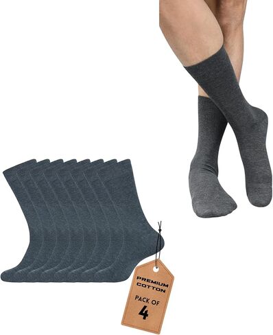 Dress Socks for Men Pack of 4/8/10 Cotton Blend Cushioned Dress Socks Soft Solid Mid-Calf Running Socks in Saudi Arabia