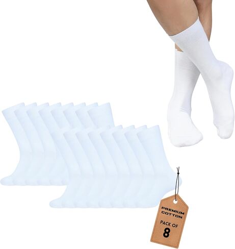 Dress Socks for Men Pack of 4/8/10 Cotton Blend Cushioned Dress Socks Soft Solid Mid-Calf Running Socks in Saudi Arabia