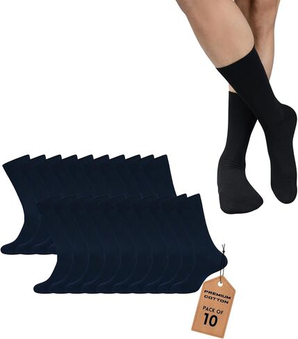 Dress Socks for Men Pack of 4/8/10 Cotton Blend Cushioned Dress Socks Soft Solid Mid-Calf Running Socks in Saudi Arabia