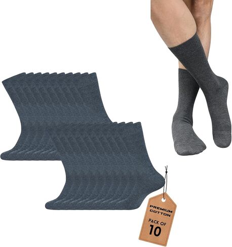 Dress Socks for Men Pack of 4/8/10 Cotton Blend Cushioned Dress Socks Soft Solid Mid-Calf Running Socks in Saudi Arabia