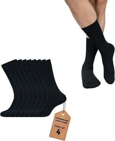 Dress Socks for Men Pack of 4/8/10 Cotton Blend Cushioned Dress Socks Soft Solid Mid-Calf Running Socks in Saudi Arabia