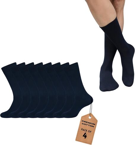 Dress Socks for Men Pack of 4/8/10 Cotton Blend Cushioned Dress Socks Soft Solid Mid-Calf Running Socks in Saudi Arabia