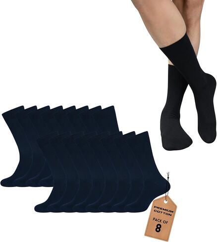 Dress Socks for Men Pack of 4/8/10 Cotton Blend Cushioned Dress Socks Soft Solid Mid-Calf Running Socks in Saudi Arabia