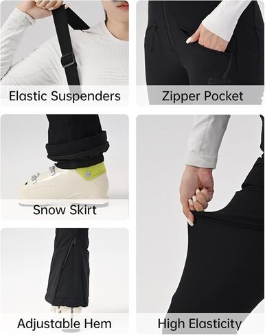 Womens Ski Bib Pants Slim Fit Soft Shell Snow Skinny Fitted Snowboard Insulated Waterproof Windproof Warm in Saudi Arabia