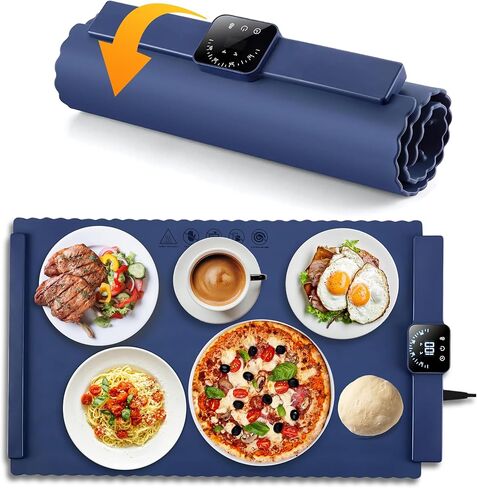 A&F Global Food Warming Mat, Roll Up Food Warmer with Fast & Even Heating, Premium-Grade Silicon Material, 5 Temperature Settings, Versatile Food Warmers for Parties, Buffets, and Home Use in Saudi Arabia