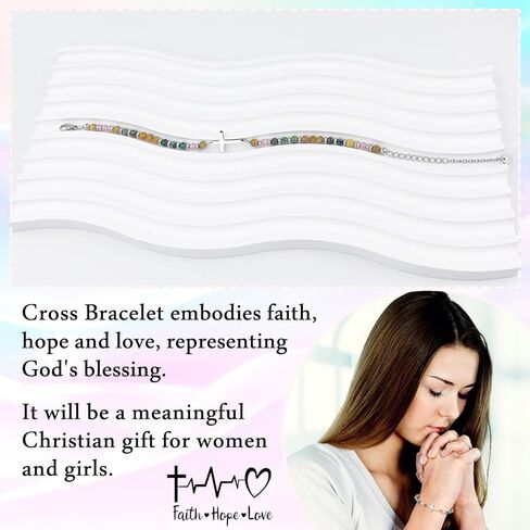 Cross Bracelet for Women, Christian Gifts for Women, Confirmation Baptism Easter Gifts, Unique Gift for Friends Daughter Mom Sister in Christ Niece on Birthday Christmas in Saudi Arabia