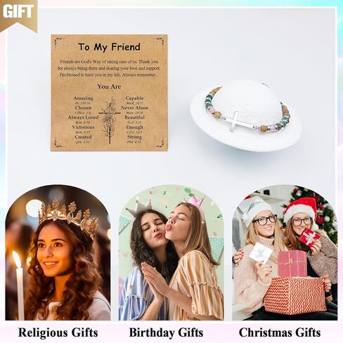 Cross Bracelet for Women, Christian Gifts for Women, Confirmation Baptism Easter Gifts, Unique Gift for Friends Daughter Mom Sister in Christ Niece on Birthday Christmas in Saudi Arabia