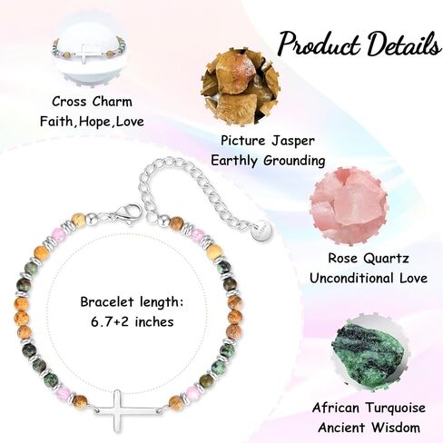 Cross Bracelet for Women, Christian Gifts for Women, Confirmation Baptism Easter Gifts, Unique Gift for Friends Daughter Mom Sister in Christ Niece on Birthday Christmas in Saudi Arabia