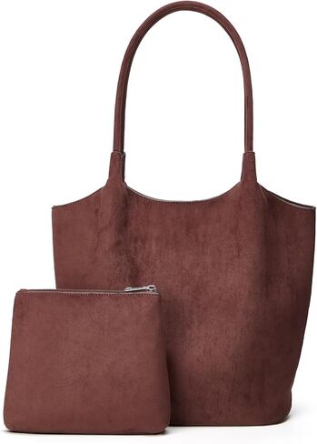 Rungion Vintage Faux Suede Shoulder Bag for Women Large Bucket Tote Purse Casual Commuter Handbag 2pcs Satchels 2025 in Saudi Arabia