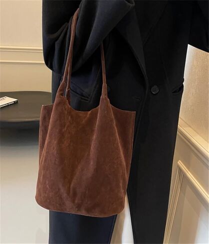Rungion Vintage Faux Suede Shoulder Bag for Women Large Bucket Tote Purse Casual Commuter Handbag 2pcs Satchels 2025 in Saudi Arabia