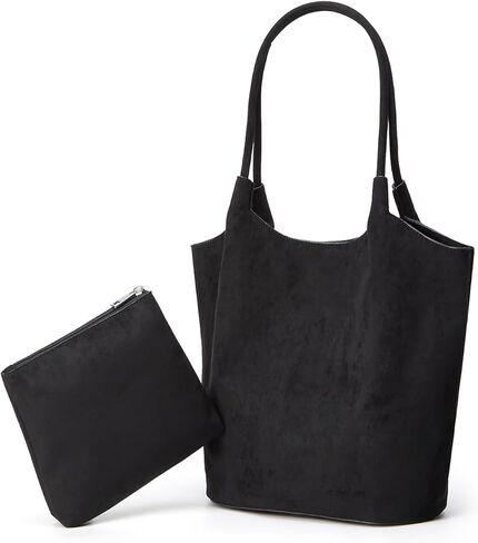 Rungion Vintage Faux Suede Shoulder Bag for Women Large Bucket Tote Purse Casual Commuter Handbag 2pcs Satchels 2025 in Saudi Arabia