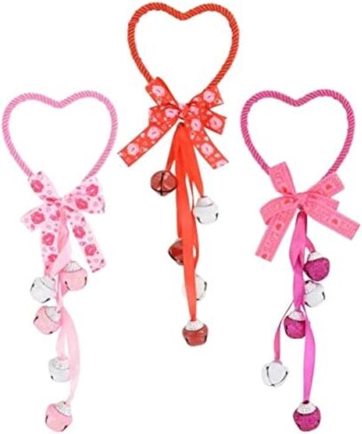 Hangers Door Knob Heart Shaped with Bells (Includes ST Obrtnicki Artikl) Happy Valentine's Day Love Decor Decoration (Bundle of 3) in Saudi Arabia