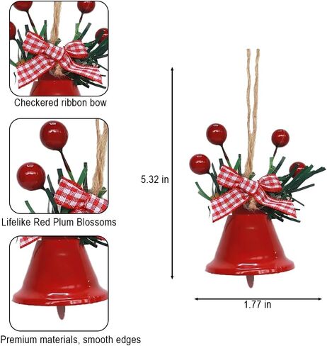 1 Pcs Red Christmas Bells, Christmas Tree Ornaments Bells Pendants Craft Bells for Holiday Party Decorative in Saudi Arabia