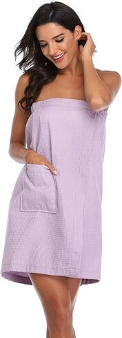 3 Pcs Waffle Towel Wrap for Women Lightweight Spa Robe Bathrobe Shower Wraps with Adjustable Closure in Saudi Arabia