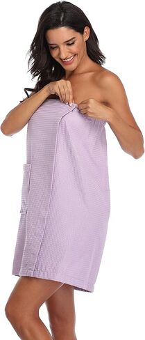 3 Pcs Waffle Towel Wrap for Women Lightweight Spa Robe Bathrobe Shower Wraps with Adjustable Closure in Saudi Arabia