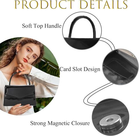 Evening Clutch Purses for Women Patent Leather Purse Black Clutch for Formal Prom Wedding Party Brida Cocktail in Saudi Arabia