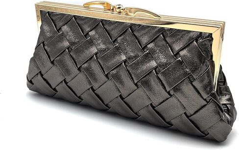 Formal Clutch Purse for Women Luxurious Checkered Evening Bag Dual Compartments with Long Chain Strap in Saudi Arabia
