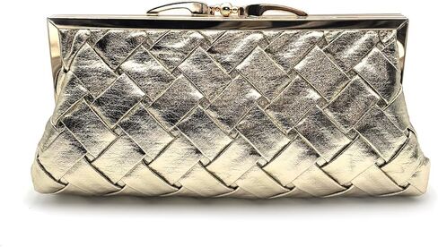 Formal Clutch Purse for Women Luxurious Checkered Evening Bag Dual Compartments with Long Chain Strap in Saudi Arabia