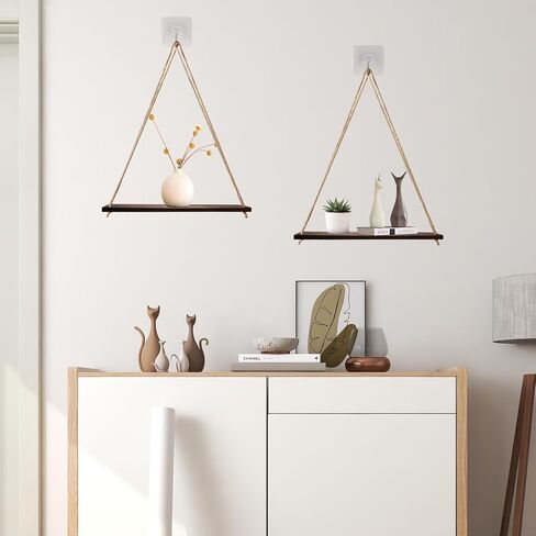 Wood Hanging Shelves for Wall, Wall Hanging Shelf, Window Plant shelves, Floating Wall Shelves for Living Room Bedroom Bathroom Kitchen (Dark brown), XGCN531 in Saudi Arabia