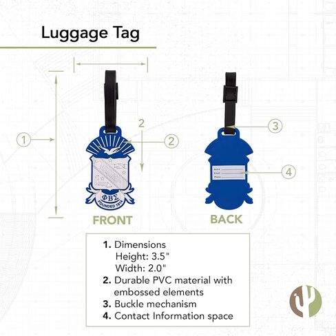 Desert Cactus Phi Beta Sigma Luggage Tag Fraternity Bag Nupe (PVC Crest Luggage Tag) (Pack of 2) in Saudi Arabia