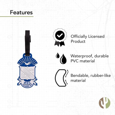 Desert Cactus Phi Beta Sigma Luggage Tag Fraternity Bag Nupe (PVC Crest Luggage Tag) (Pack of 2) in Saudi Arabia