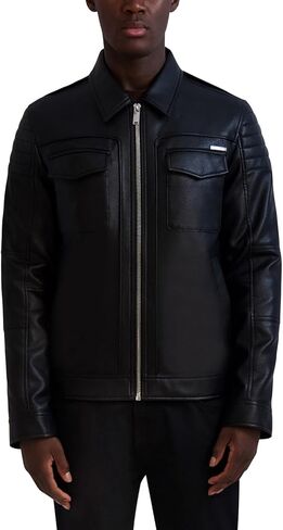 KARL LAGERFELD mens Outerwear Collared Leather Jacket in Saudi Arabia