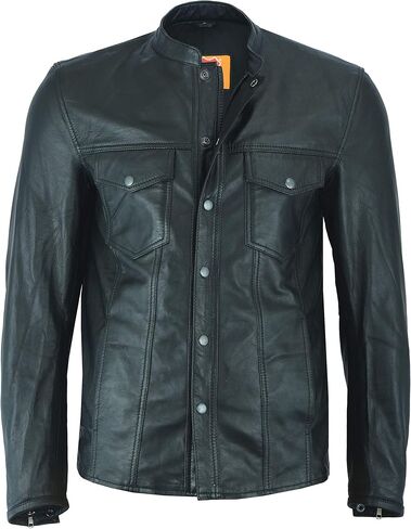 HIGHWAY LEATHER Men's Motorcycle Leather Shirt Style Jacket in Lightweight Leather in Saudi Arabia