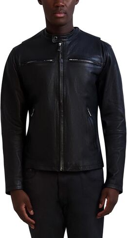 KARL LAGERFELD mens Outerwear Racer Leather Jacket in Saudi Arabia