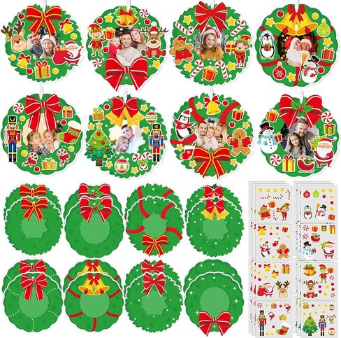 Dianelhall 24 Sets Winter Picture Frame Craft Kit Christmas Winter Photo Frame Crafts Winter Snow Globe Picture Frames with Snowflake Stickers for Winter Christmas Classroom Holiday Party Activities in Kuwait