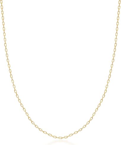 24K Real Gold Plated 925 Sterling Silver Cable Chain Necklace for Women | 0.5 Micron Thick | 1.3mm Diamond Cut Solid Links – Dainty, Durable & Hypoallergenic in Saudi Arabia