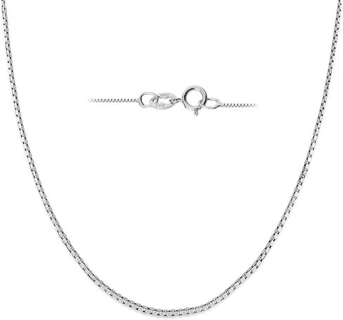 Jewelili 10K White and Yellow Gold Box Chain Necklace for Women | 0.55mm / 1.0mm Thickness |14 to 22 Inch Lengths | Spring Ring Clasp | Gift Box in Saudi Arabia