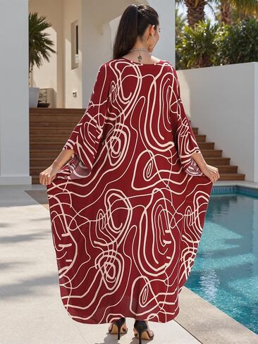 Mumu Dresses for Women Plus Size, Bohemian Kaftan Beach Cover Up Long Maxi Nightgown Soft Loungewear in Saudi Arabia