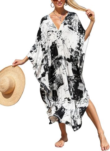 Mumu Dresses for Women Plus Size, Bohemian Kaftan Beach Cover Up Long Maxi Nightgown Soft Loungewear in Saudi Arabia