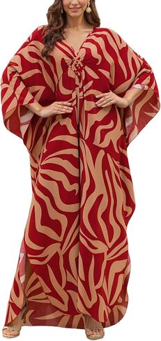 Mumu Dresses for Women Plus Size, Bohemian Kaftan Beach Cover Up Long Maxi Nightgown Soft Loungewear in Saudi Arabia