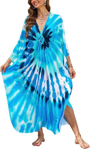 Mumu Dresses for Women Plus Size, Bohemian Kaftan Beach Cover Up Long Maxi Nightgown Soft Loungewear in Saudi Arabia