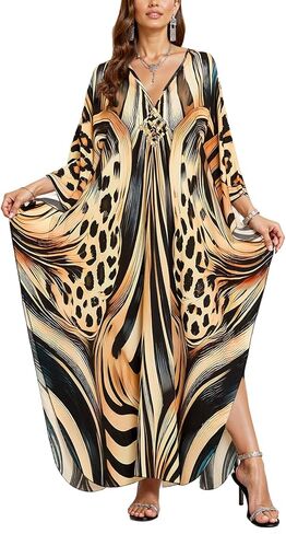 Mumu Dresses for Women Plus Size, Bohemian Kaftan Beach Cover Up Long Maxi Nightgown Soft Loungewear in Saudi Arabia