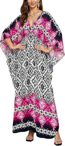 Mumu Dresses for Women Plus Size, Bohemian Kaftan Beach Cover Up Long Maxi Nightgown Soft Loungewear in Saudi Arabia