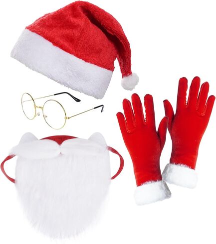 choyaxo Christmas Santa Costume Accessory Including Christmas Hat Face Mask Glasses Gloves for Men Women Christmas Cosplay Dress up in Saudi Arabia