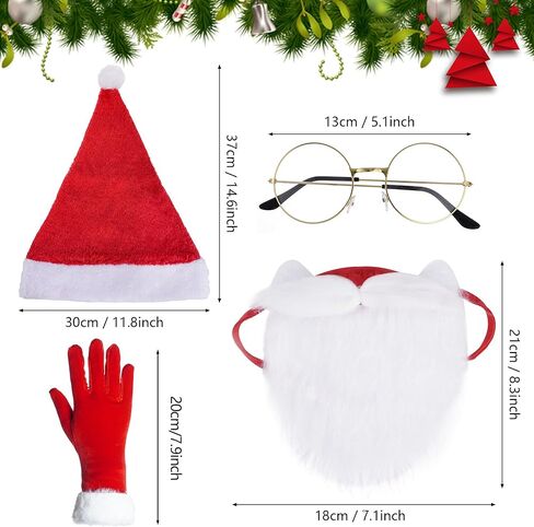 choyaxo Christmas Santa Costume Accessory Including Christmas Hat Face Mask Glasses Gloves for Men Women Christmas Cosplay Dress up in Saudi Arabia