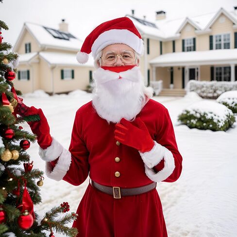 choyaxo Christmas Santa Costume Accessory Including Christmas Hat Face Mask Glasses Gloves for Men Women Christmas Cosplay Dress up in Saudi Arabia