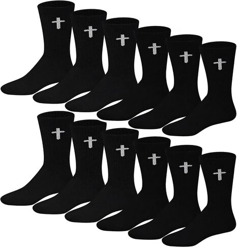 16 Pairs Christian Cross Socks Bulk Religious Elastic Crew Socks Christian Gifts for Men Women in Saudi Arabia